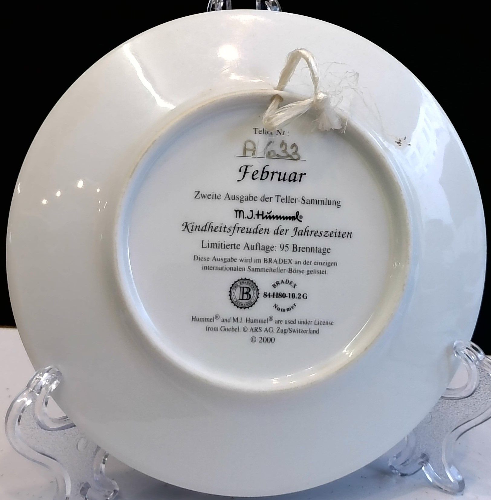 Porzellan Sammelteller Ø 14,5cm A633 Februar
